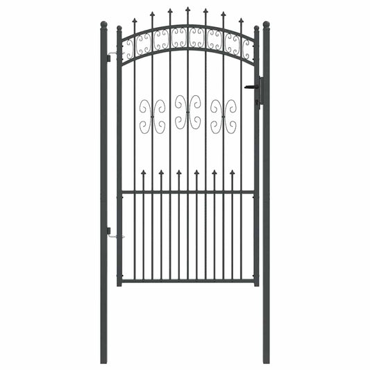 Fence Gate with Spear Top KAMPEN 103 x 175 cm Steel Grey