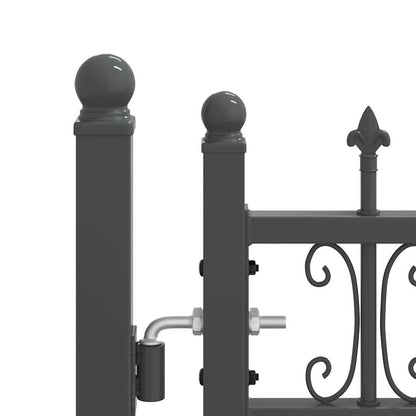 Fence Gate with Spear Top with Lock Grey 305 x 75 cm Steel