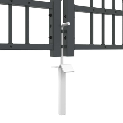 Fence Gate with Spear Top with Lock Grey 305 x 75 cm Steel