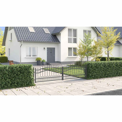 Fence Gate with Spear Top KAMPEN 305 x 75 cm Steel Grey
