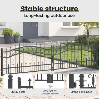 Fence Gate with Spear Top KAMPEN 305 x 75 cm Steel Grey