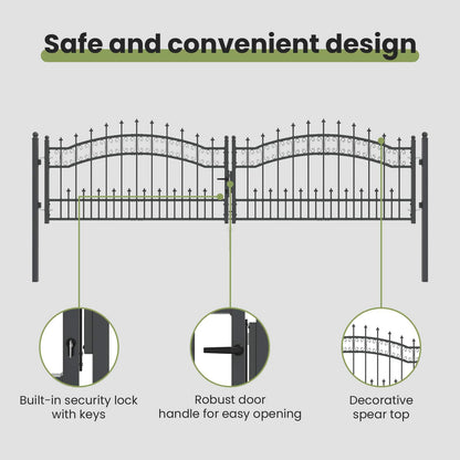 Fence Gate with Spear Top KAMPEN 305 x 75 cm Steel Grey