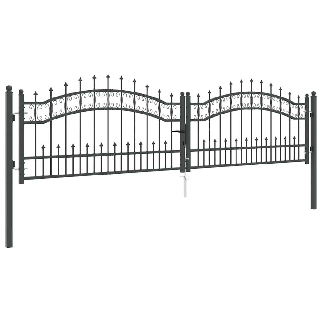 Fence Gate with Spear Top KAMPEN 305 x 75 cm Steel Grey
