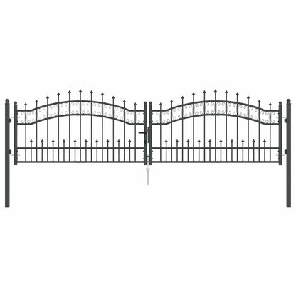 Fence Gate with Spear Top KAMPEN 305 x 75 cm Steel Grey