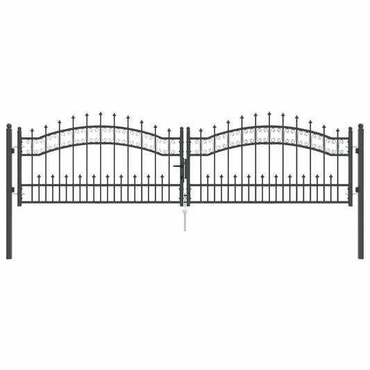 Fence Gate with Spear Top KAMPEN 305 x 75 cm Steel Grey