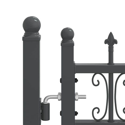 Fence Gate with Spear Top with Lock Grey 305 x 100 cm Steel