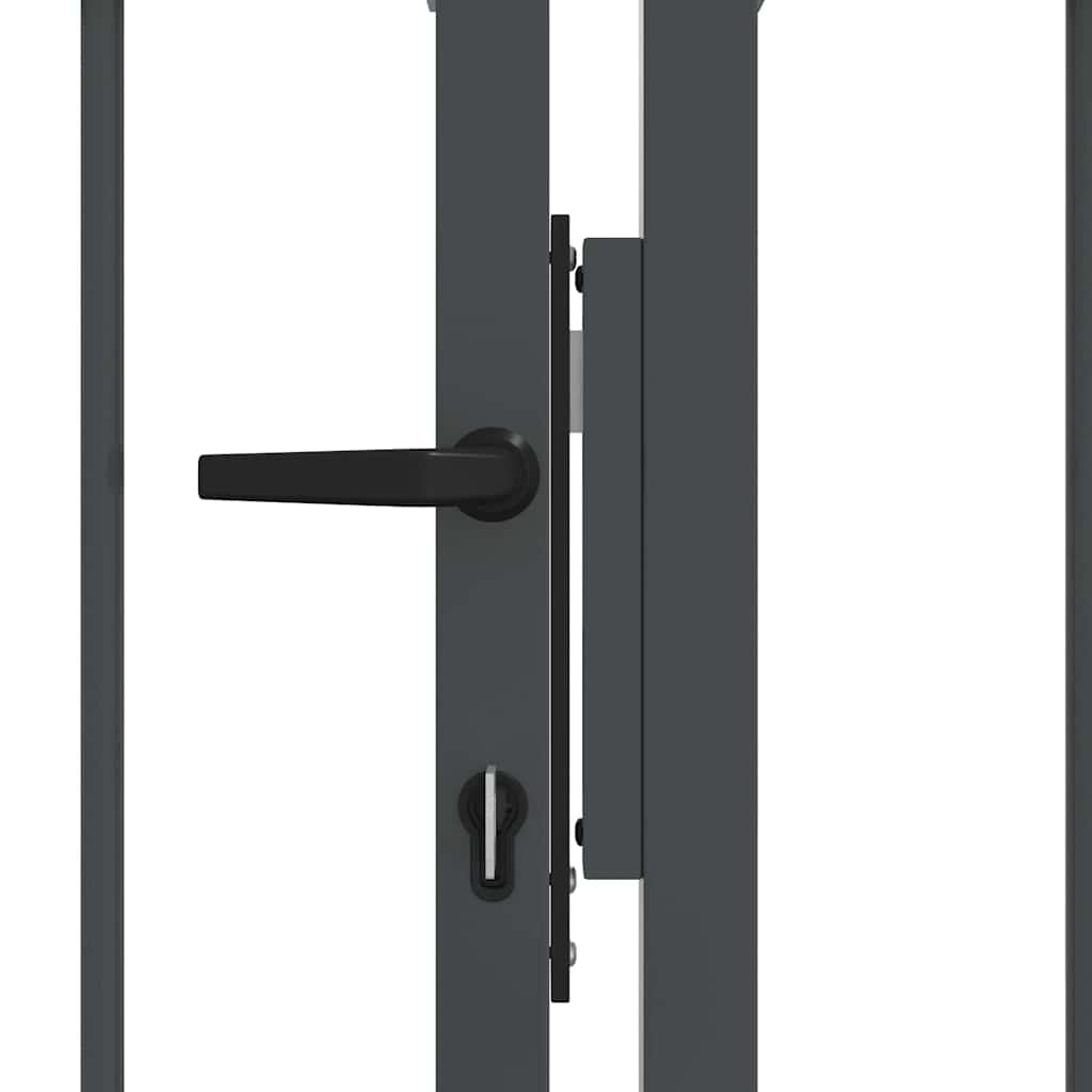 Fence Gate with Spear Top with Lock Grey 305 x 100 cm Steel