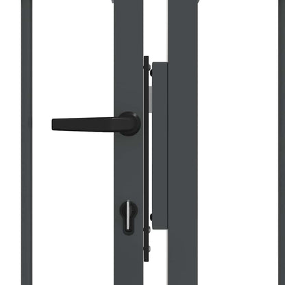 Fence Gate with Spear Top with Lock Grey 305 x 100 cm Steel