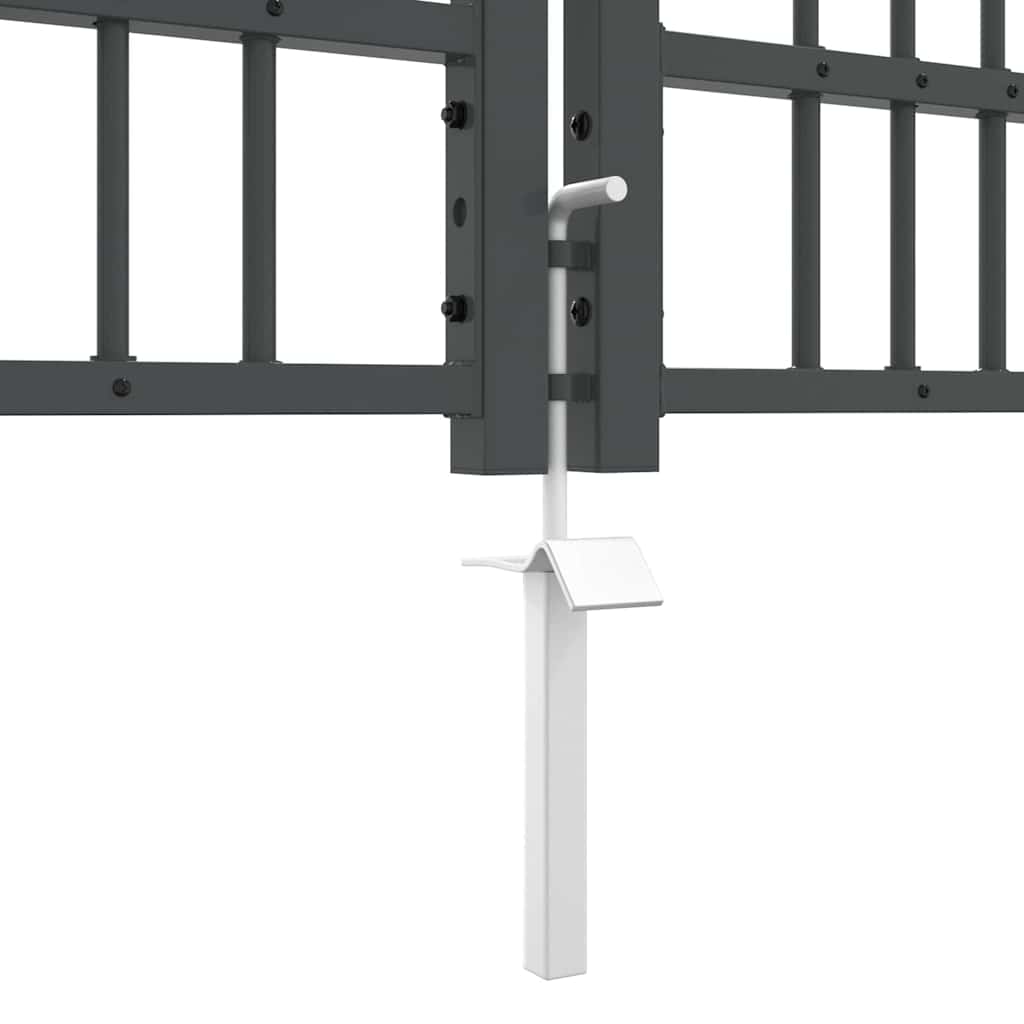 Fence Gate with Spear Top with Lock Grey 305 x 100 cm Steel