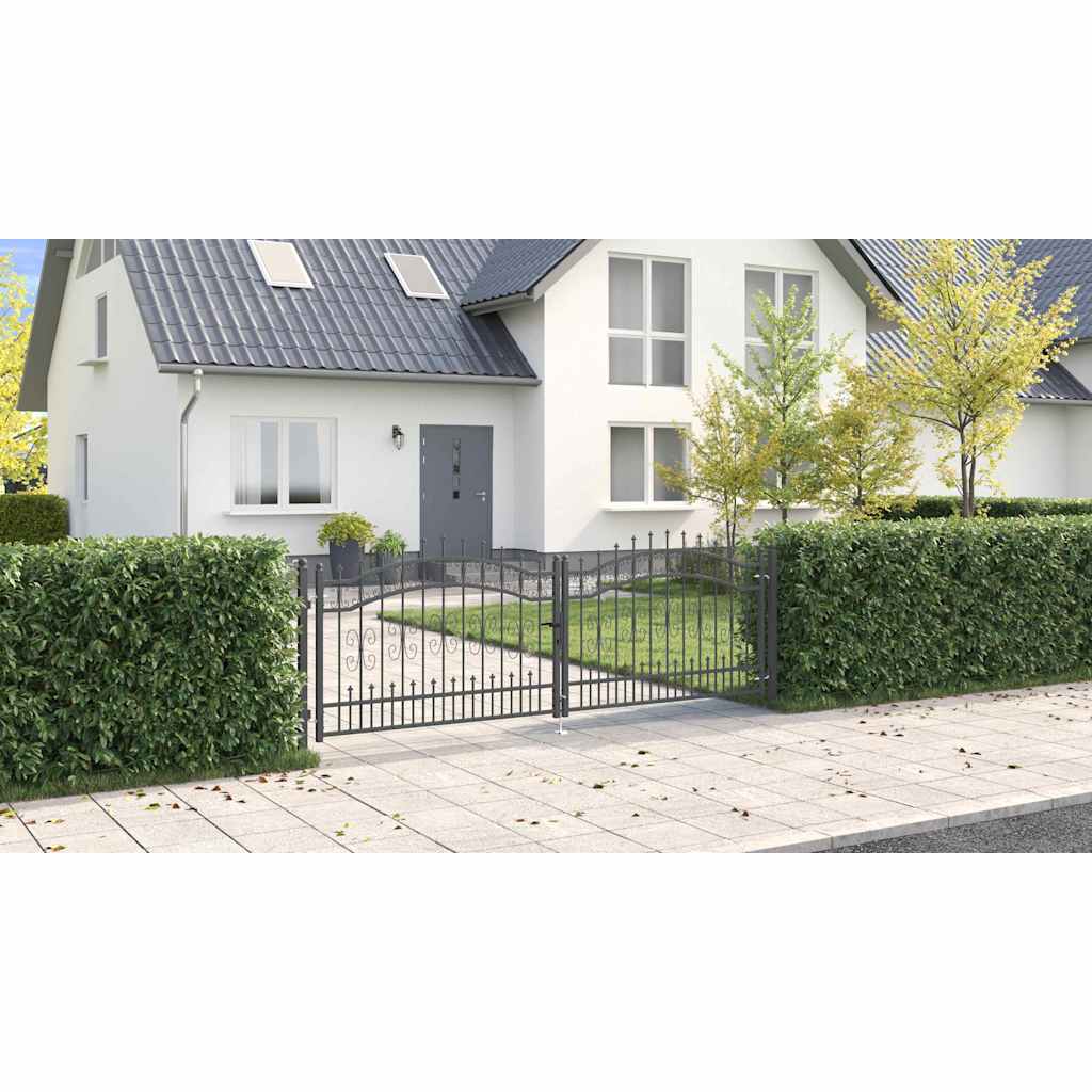 Fence Gate with Spear Top KAMPEN 305 x 100 cm Steel Grey