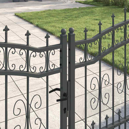 Fence Gate with Spear Top with Lock Grey 305 x 100 cm Steel