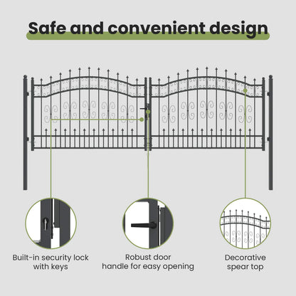 Fence Gate with Spear Top KAMPEN 305 x 100 cm Steel Grey