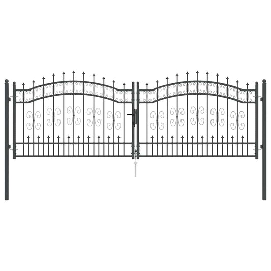 Fence Gate with Spear Top KAMPEN 305 x 100 cm Steel Grey