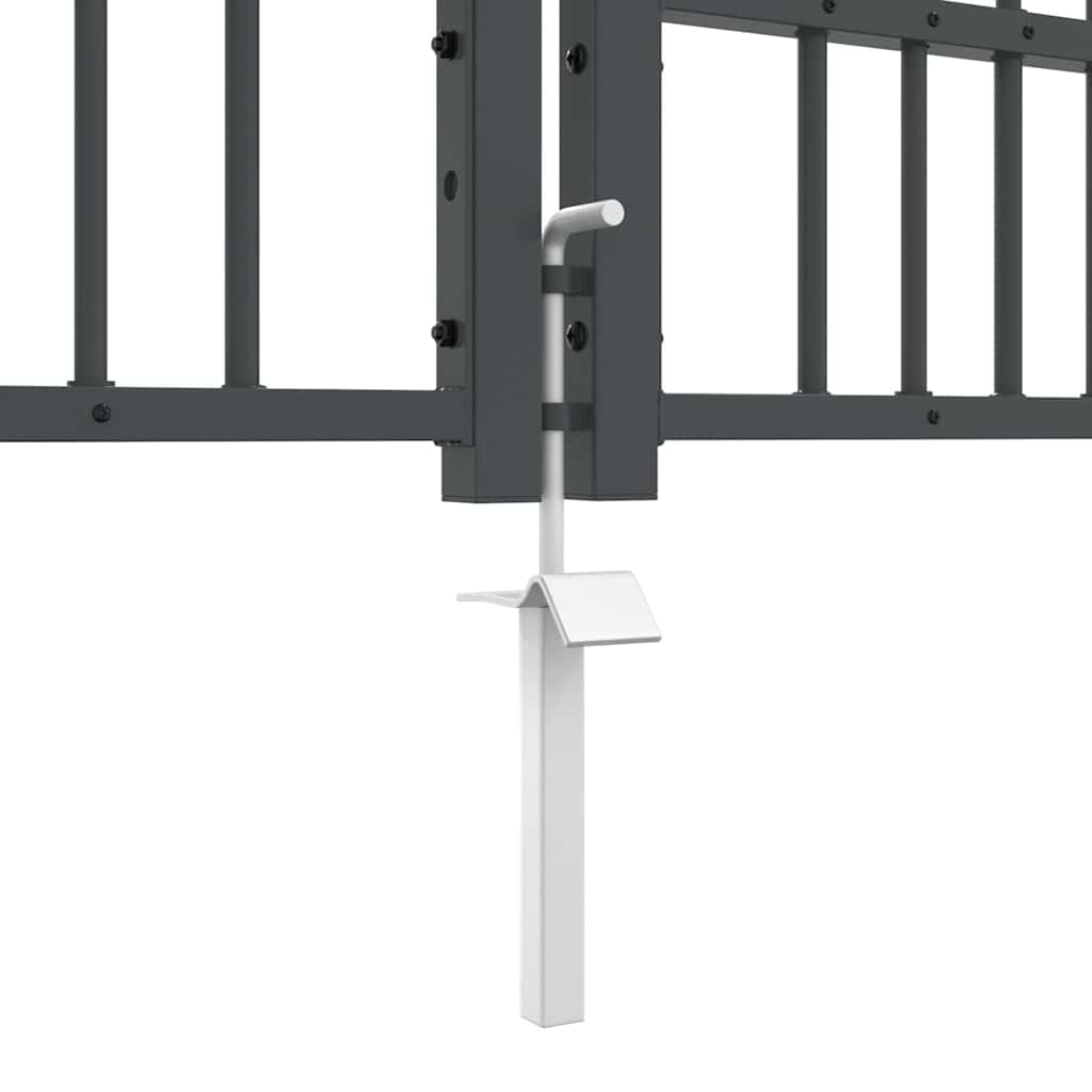 Fence Gate with Spear Top with Lock Grey 305 x 125 cm Steel