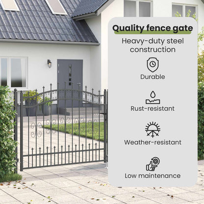 Fence Gate with Spear Top KAMPEN 305 x 125 cm Steel Grey