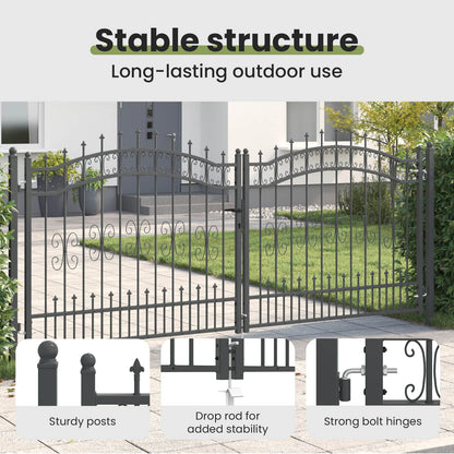 Fence Gate with Spear Top KAMPEN 305 x 125 cm Steel Grey