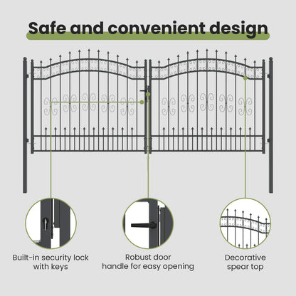 Fence Gate with Spear Top KAMPEN 305 x 125 cm Steel Grey