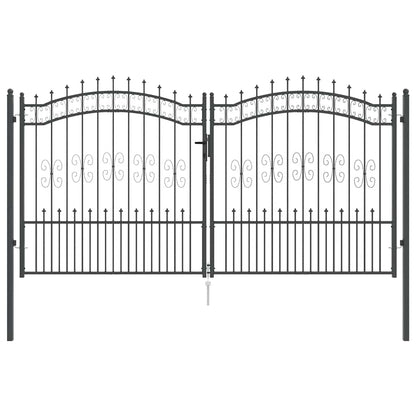 Fence Gate with Spear Top KAMPEN 305 x 150 cm Steel Grey