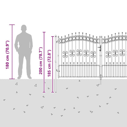 Fence Gate with Spear Top KAMPEN 305 x 150 cm Steel Grey