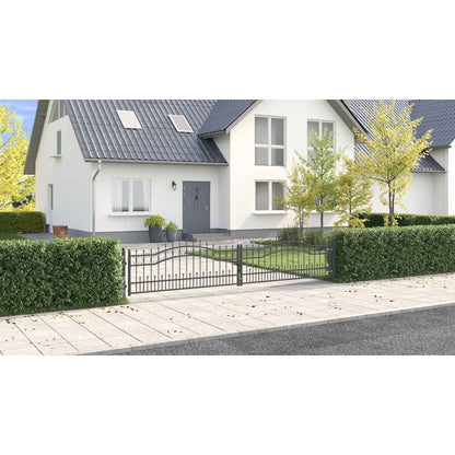 Fence Gate with Spear Top KAMPEN 404 x 75 cm Steel Grey