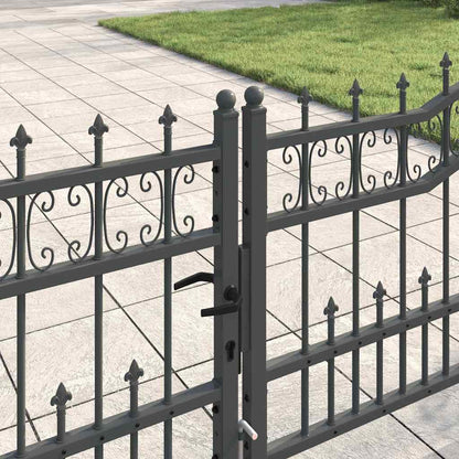 Fence Gate with Spear Top KAMPEN 404 x 75 cm Steel Grey