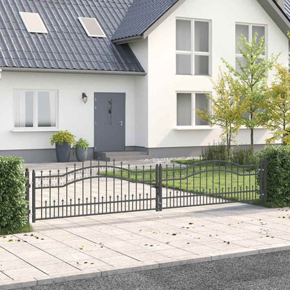Fence Gate with Spear Top KAMPEN 404 x 75 cm Steel Grey