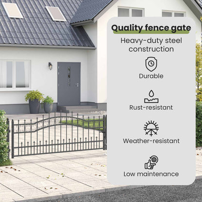 Fence Gate with Spear Top KAMPEN 404 x 75 cm Steel Grey