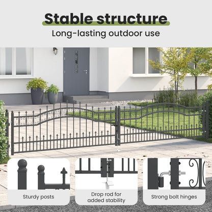 Fence Gate with Spear Top KAMPEN 404 x 75 cm Steel Grey