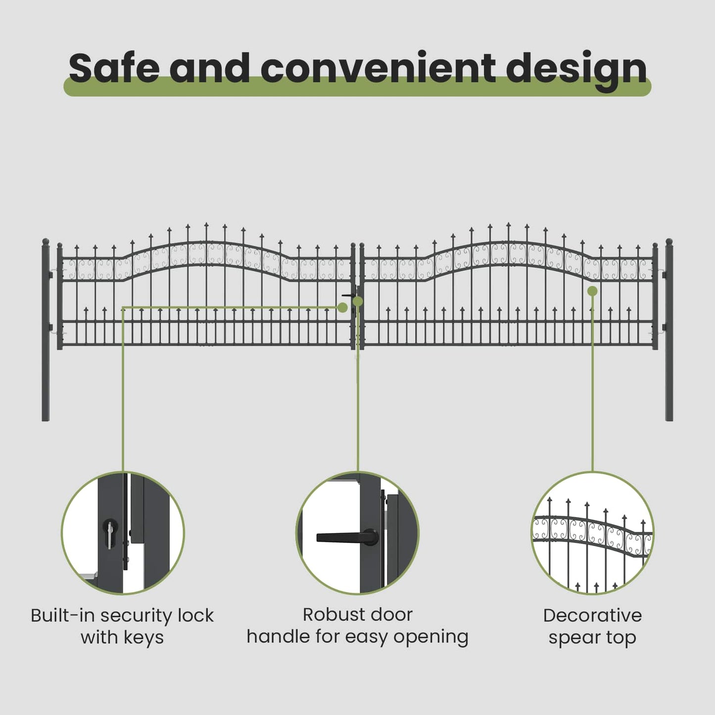 Fence Gate with Spear Top KAMPEN 404 x 75 cm Steel Grey