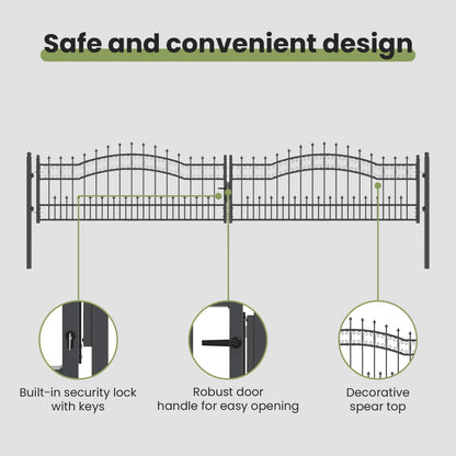 Fence Gate with Spear Top KAMPEN 404 x 75 cm Steel Grey