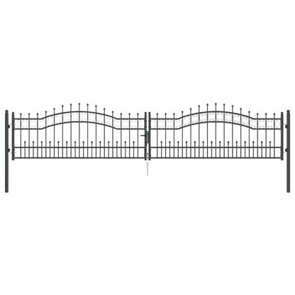 Fence Gate with Spear Top KAMPEN 404 x 75 cm Steel Grey