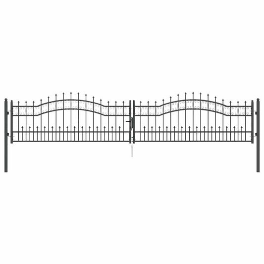 Fence Gate with Spear Top KAMPEN 404 x 75 cm Steel Grey