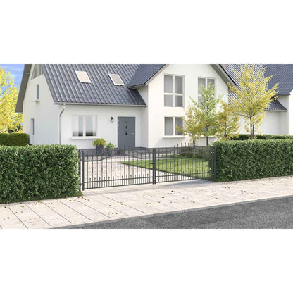Fence Gate with Spear Top KAMPEN 404 x 100 cm Steel Grey