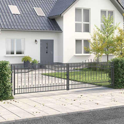 Fence Gate with Spear Top KAMPEN 404 x 100 cm Steel Grey