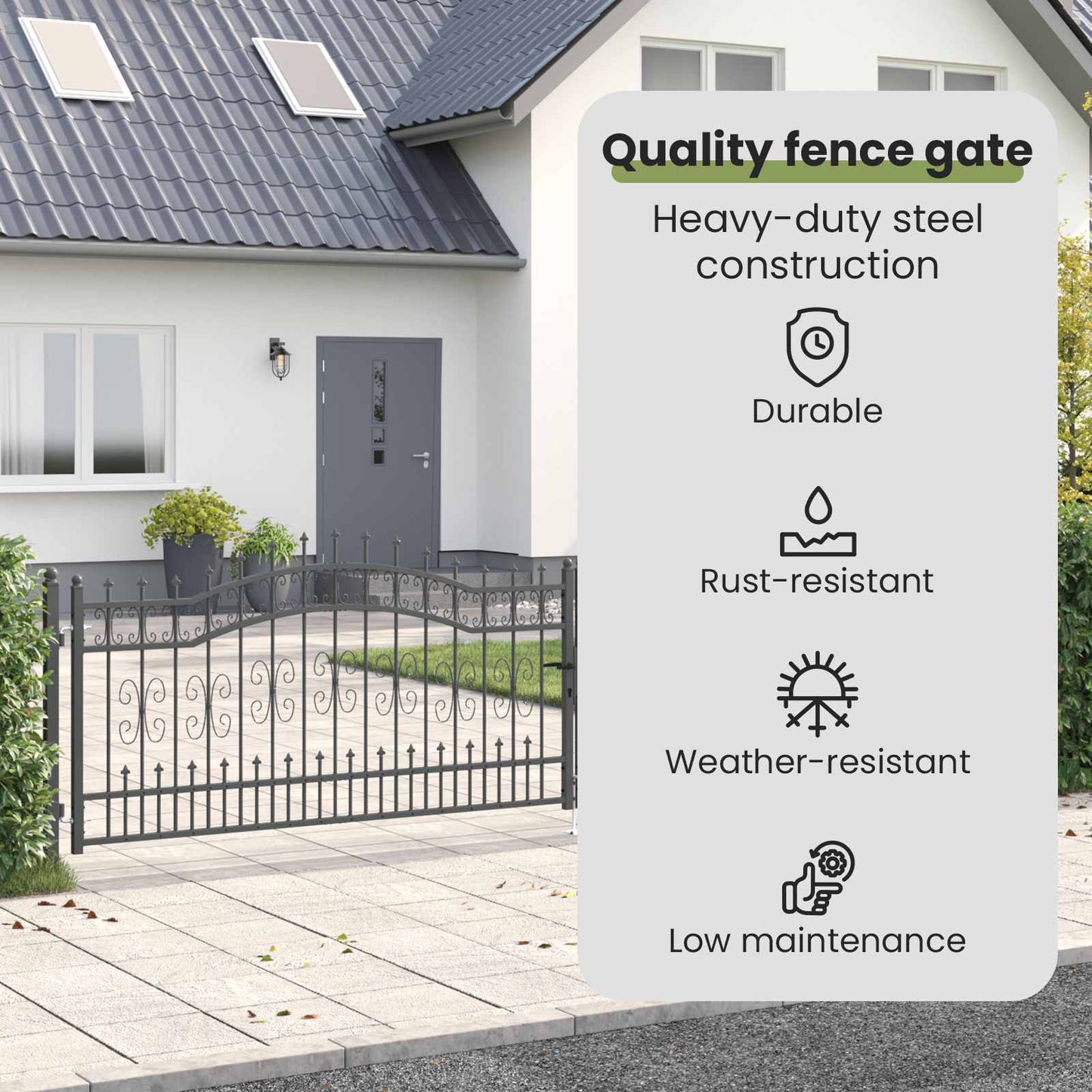 Fence Gate with Spear Top KAMPEN 404 x 100 cm Steel Grey