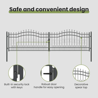 Fence Gate with Spear Top KAMPEN 404 x 100 cm Steel Grey