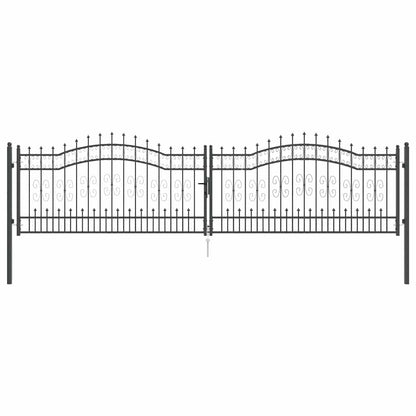 Fence Gate with Spear Top KAMPEN 404 x 100 cm Steel Grey