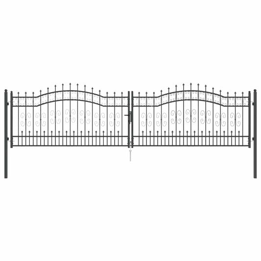 Fence Gate with Spear Top KAMPEN 404 x 100 cm Steel Grey
