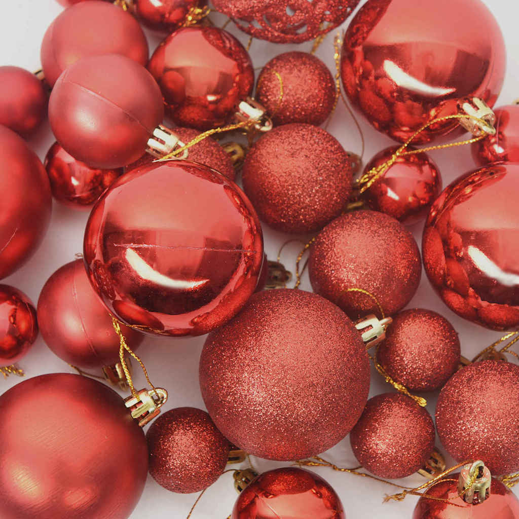 Christmas Bauble Set with 150 LEDs 61 pcs Red Plastic