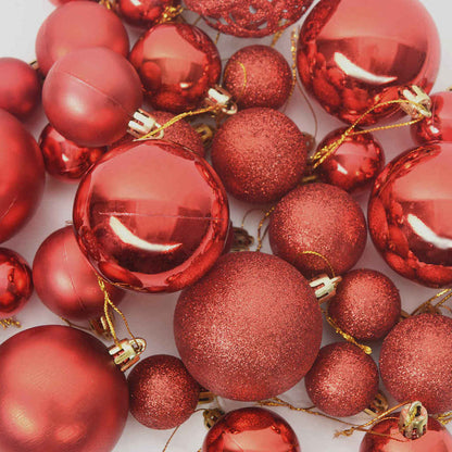 Christmas Bauble Set with 150 LEDs 61 pcs Red Plastic
