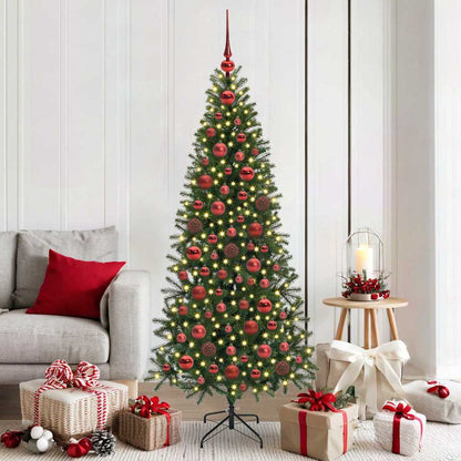 Christmas Bauble Set with 300 LEDs 120 pcs Red Plastic