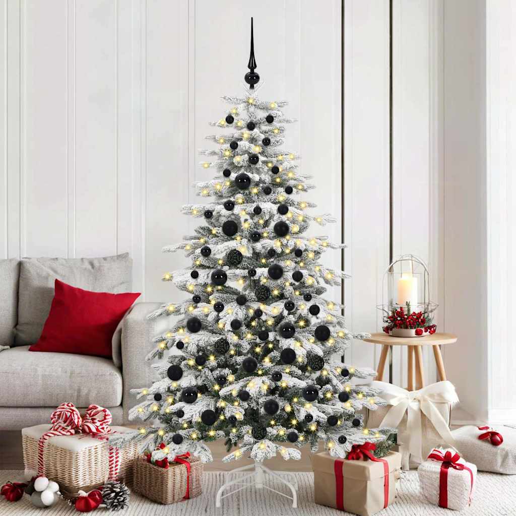 Christmas Bauble Set with 300 LEDs 120 pcs Black Plastic