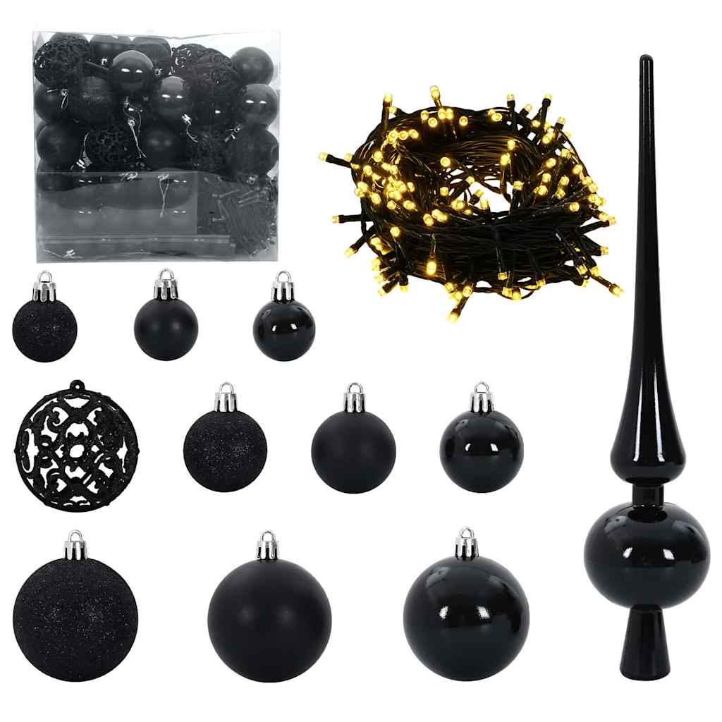 Christmas Bauble Set with 300 LEDs 120 pcs Black Plastic