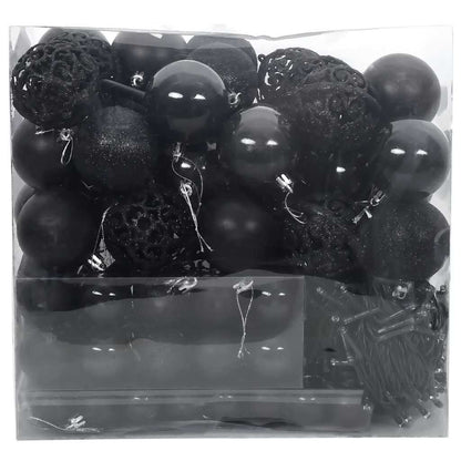 Christmas Bauble Set with 300 LEDs 120 pcs Black Plastic