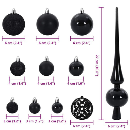 Christmas Bauble Set with 300 LEDs 120 pcs Black Plastic