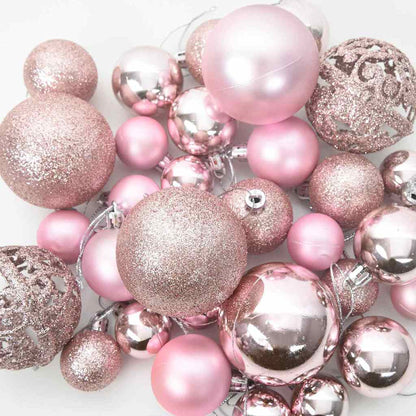 Christmas Bauble Set with 300 LEDs 120 pcs Pink Plastic