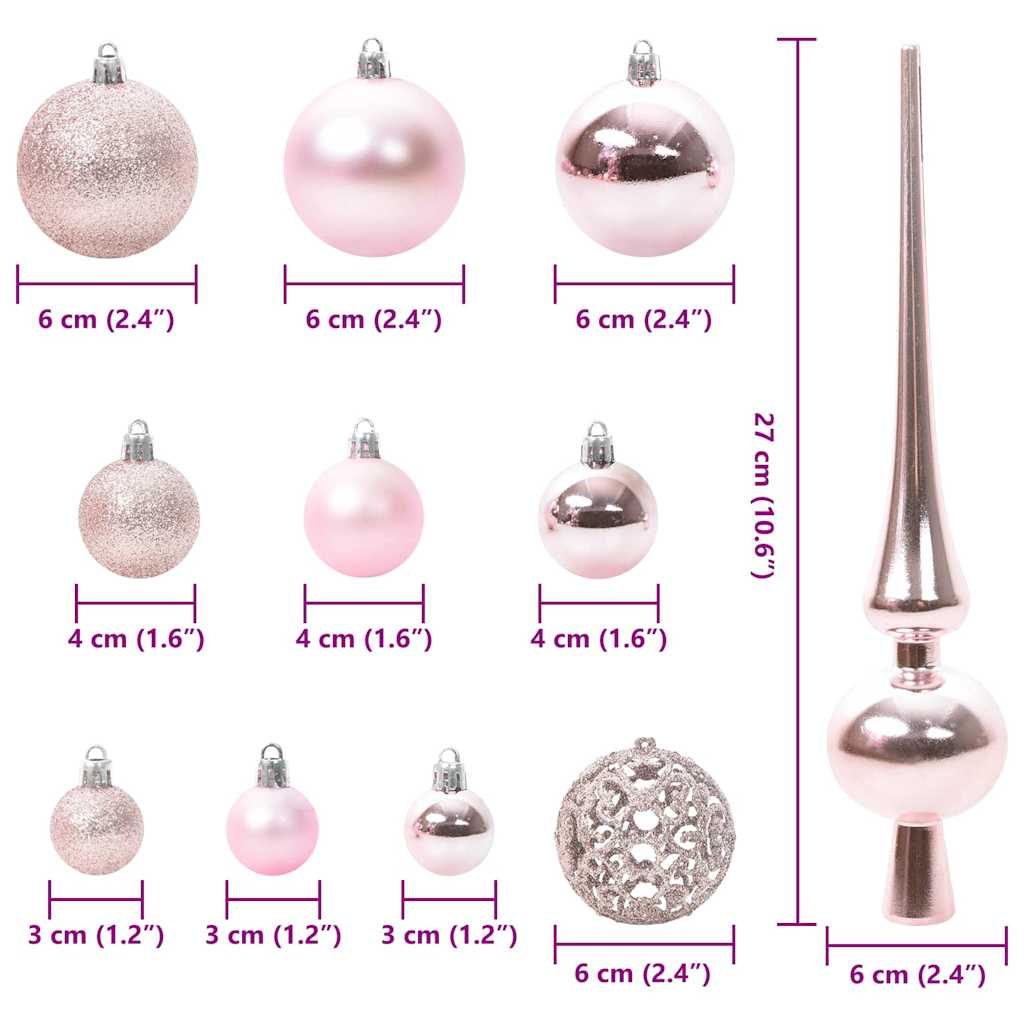 Christmas Bauble Set with 300 LEDs 120 pcs Pink Plastic