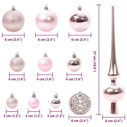 Christmas Bauble Set with 300 LEDs 120 pcs Pink Plastic