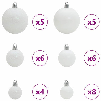 Christmas Bauble Set with 150 LEDs 61 pcs White Plastic