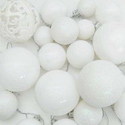 Christmas Bauble Set with 300 LEDs 120 pcs White Plastic